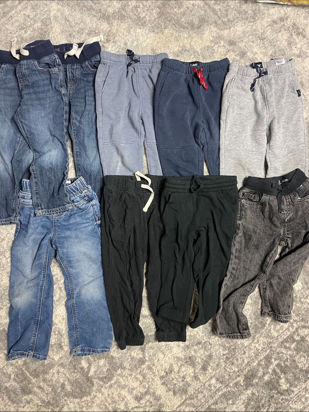 Toddler 3T Pants Bundle Joggers & Denim - Navy, Black, Grey